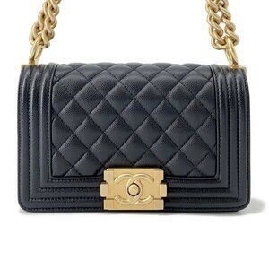CHANEL Boy Chanel ChainShoulder Bag Size Small Calfskin Black